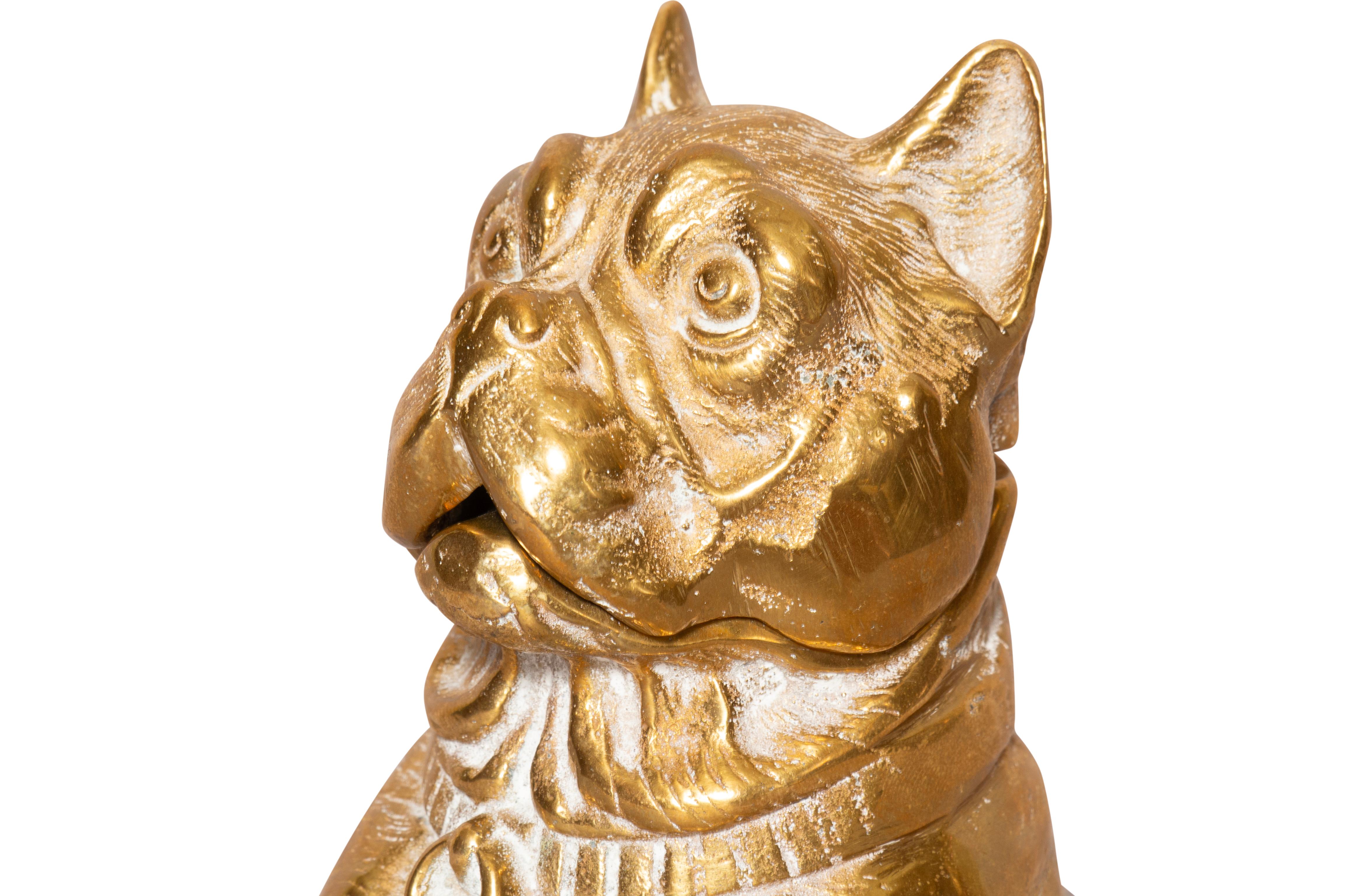 Victorian Brass Inkwell In The Form Of A Terrier For Sale 5