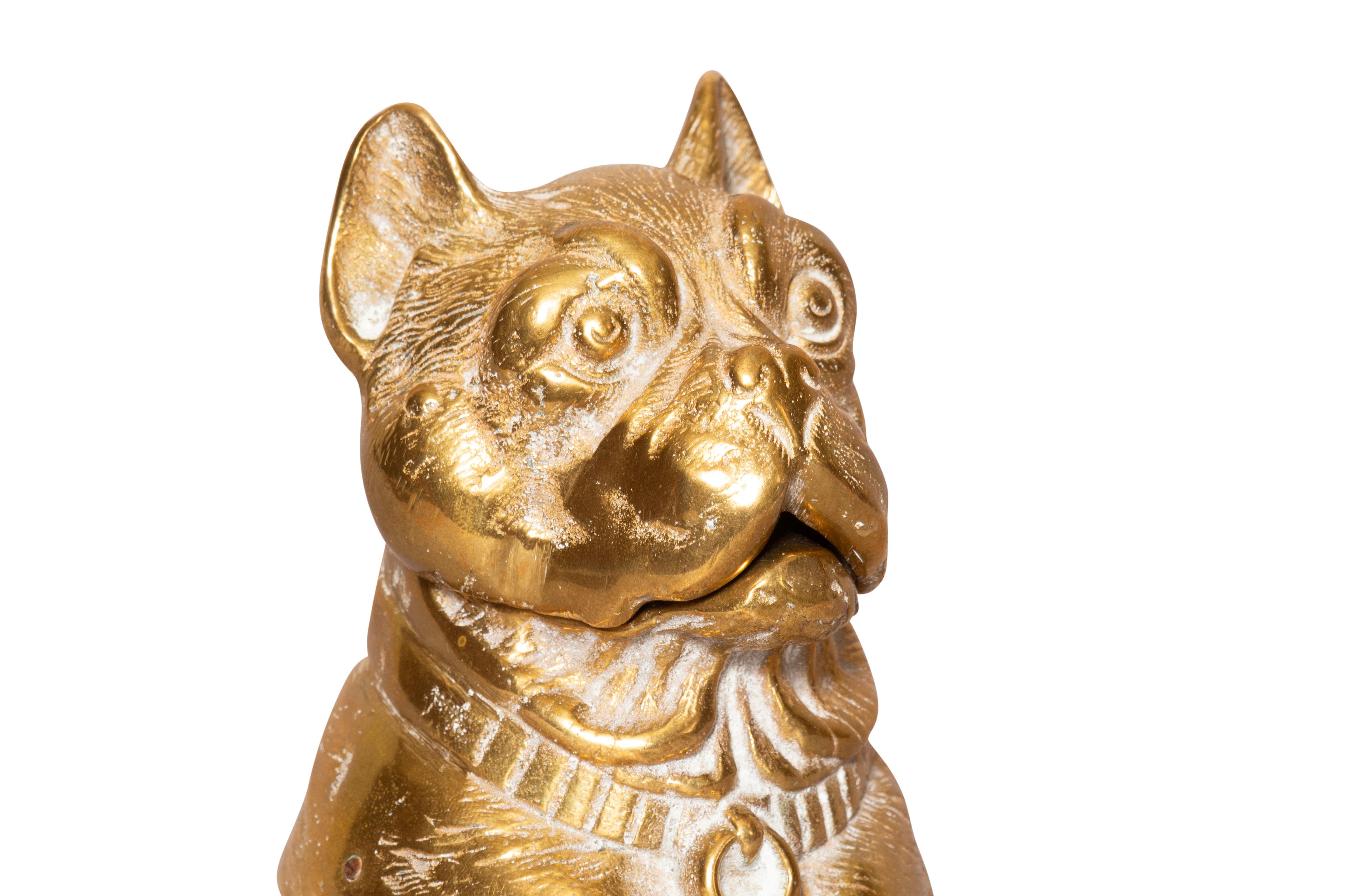Victorian Brass Inkwell In The Form Of A Terrier For Sale 4