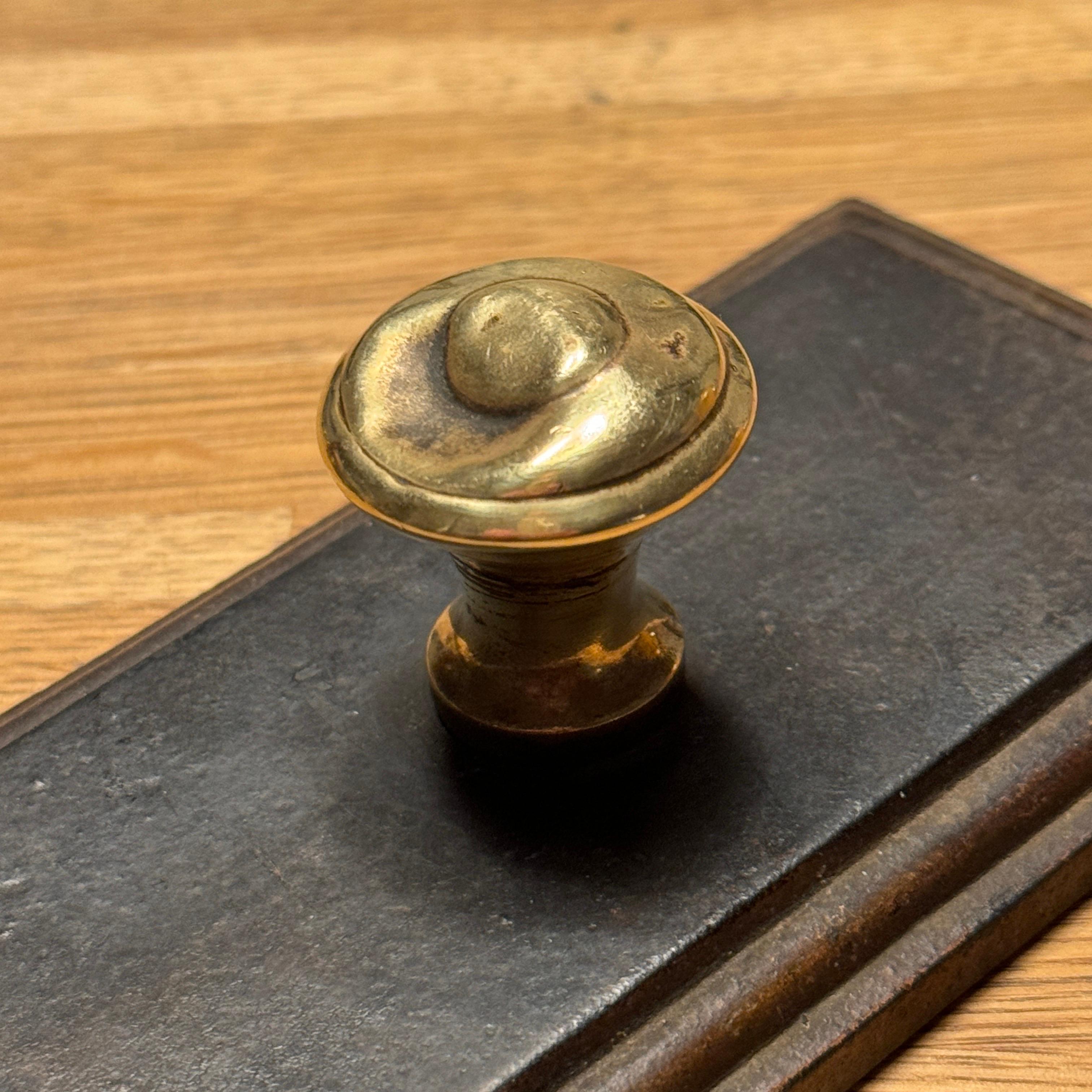 Cast Victorian Brass Knob and Bevelled Iron Paperweight, England 1840's For Sale