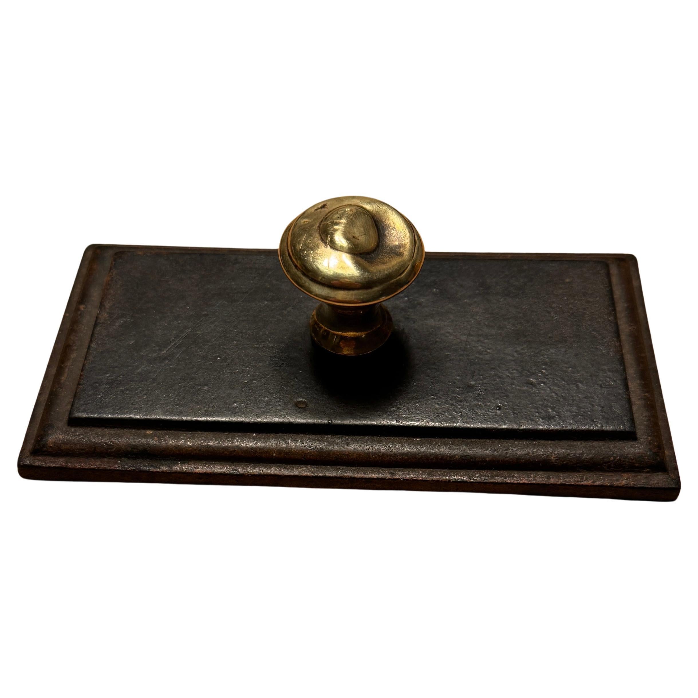 Victorian Brass Knob and Bevelled Iron Paperweight, England 1840's For Sale