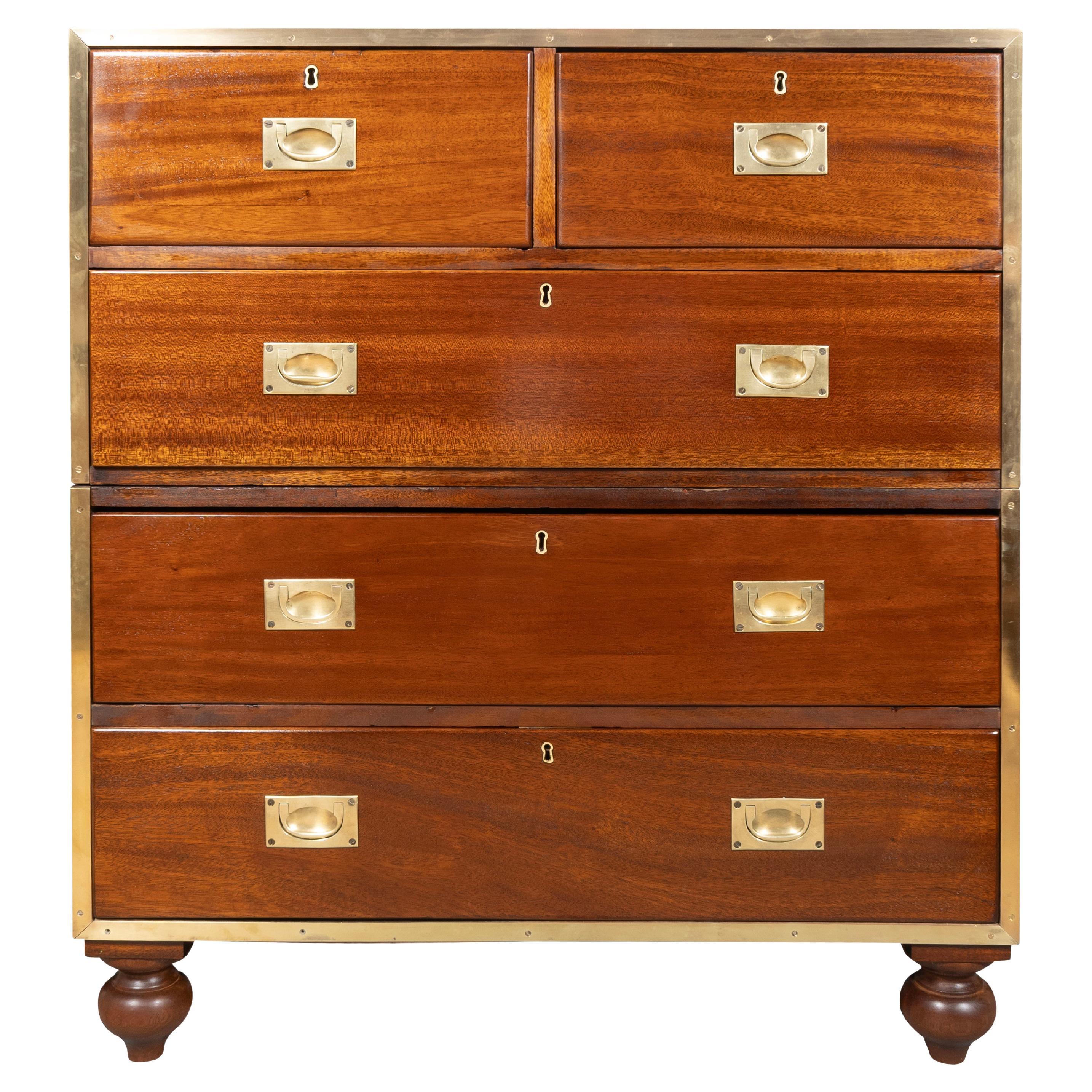 Victorian Brass Mounted Mahogany Campaign Chest