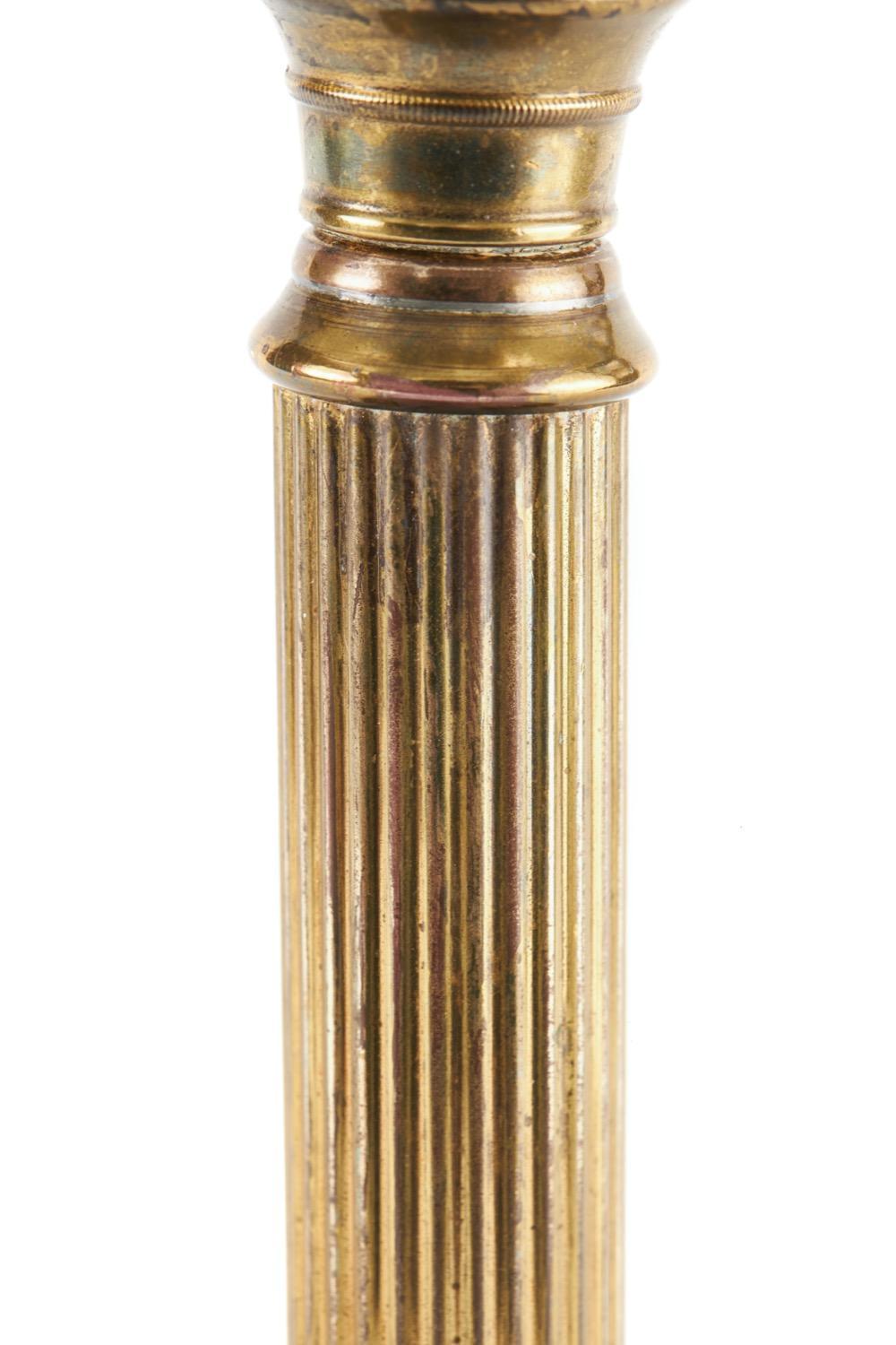 Early Victorian Victorian Brass Oil Lamp with Glass Reservoir For Sale