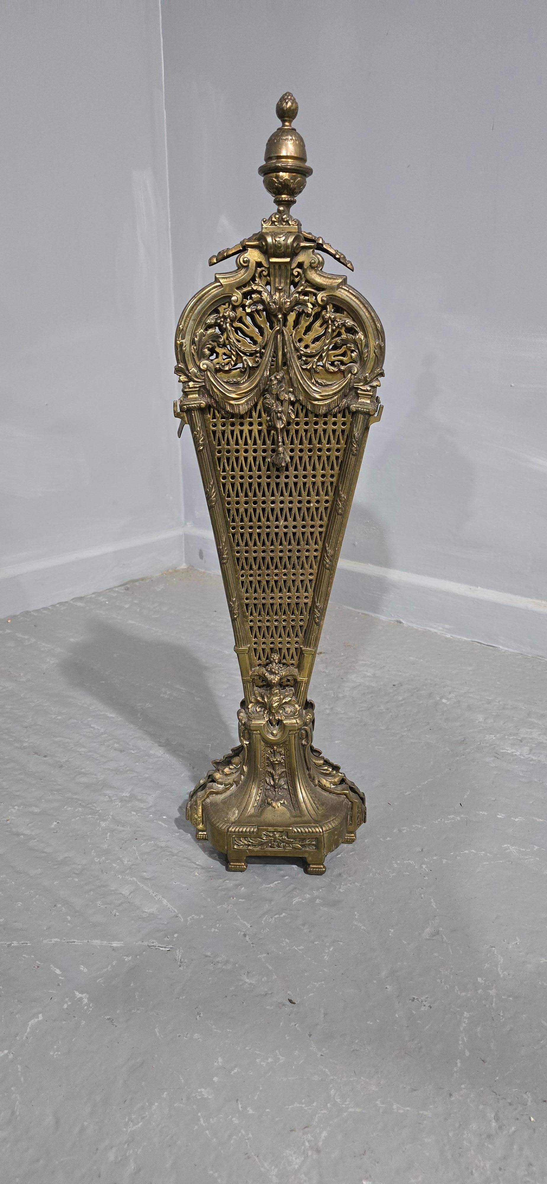High Victorian Victorian Brass Peacock Fire Screen For Sale