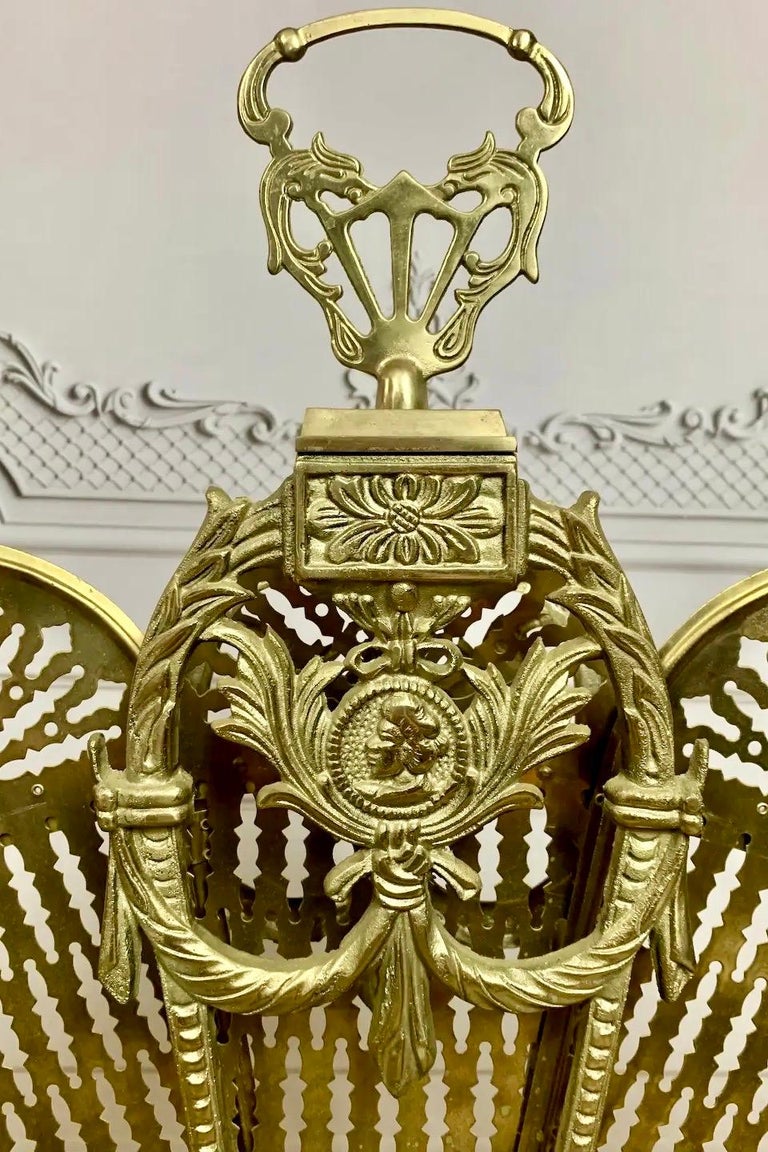 Victorian Brass Peacock Fireplace Screen For Sale at 1stDibs