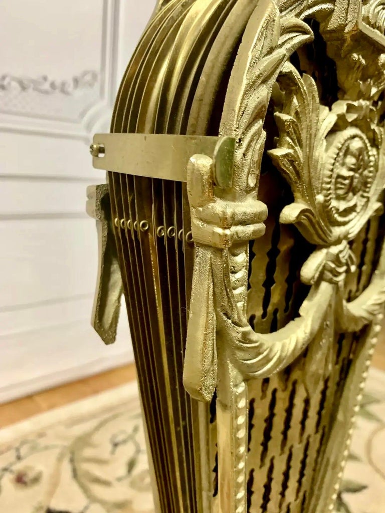 Victorian Brass Peacock Fireplace Screen For Sale at 1stDibs