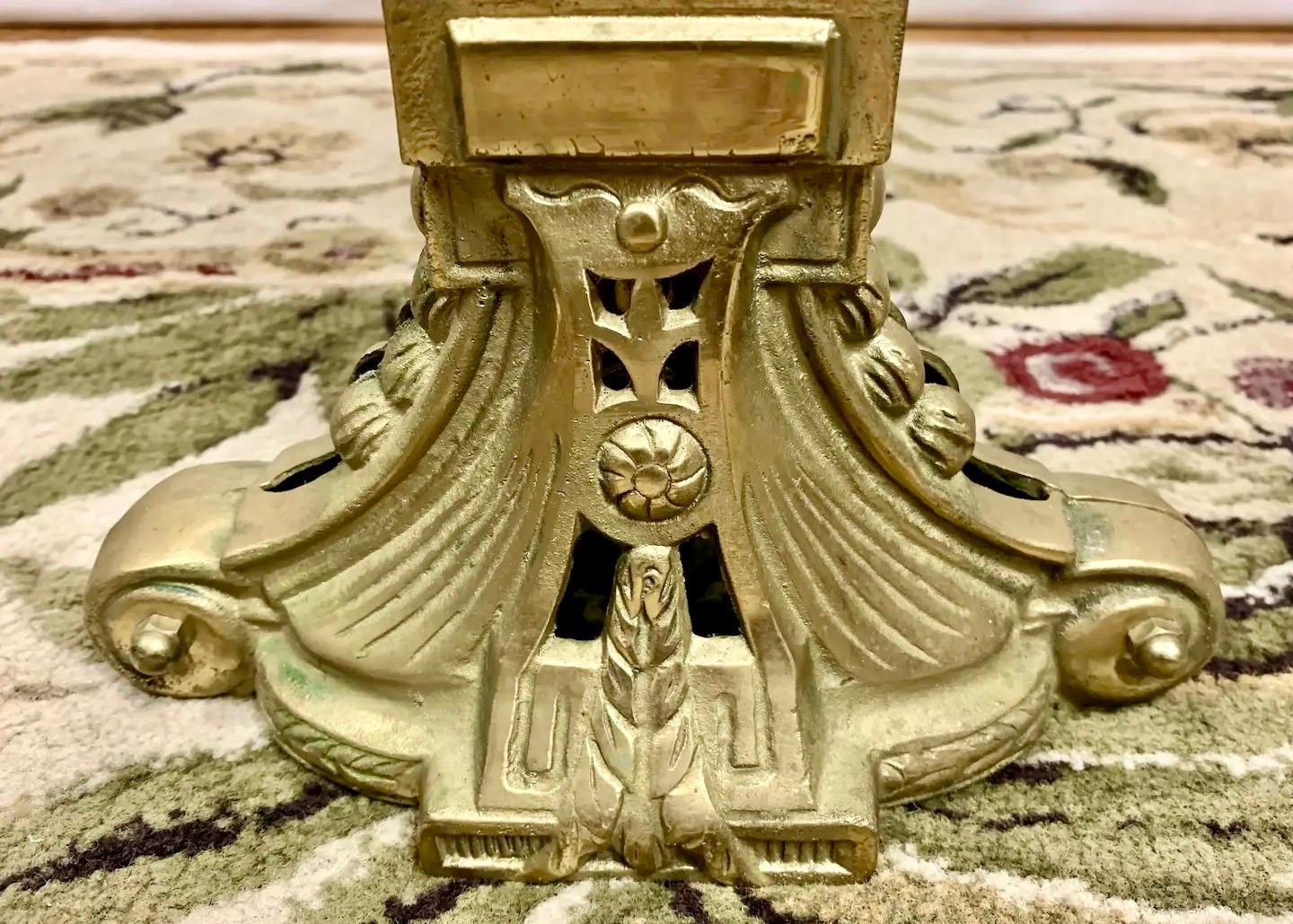 Victorian Brass Peacock Fireplace Screen In Good Condition In Middletown, MD