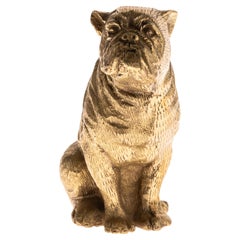 Victorian Brass Sculpture of a Seated Bulldog 19th Century