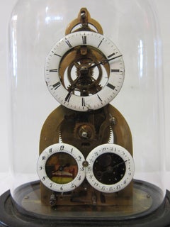 victorian brass skeleton clock antique