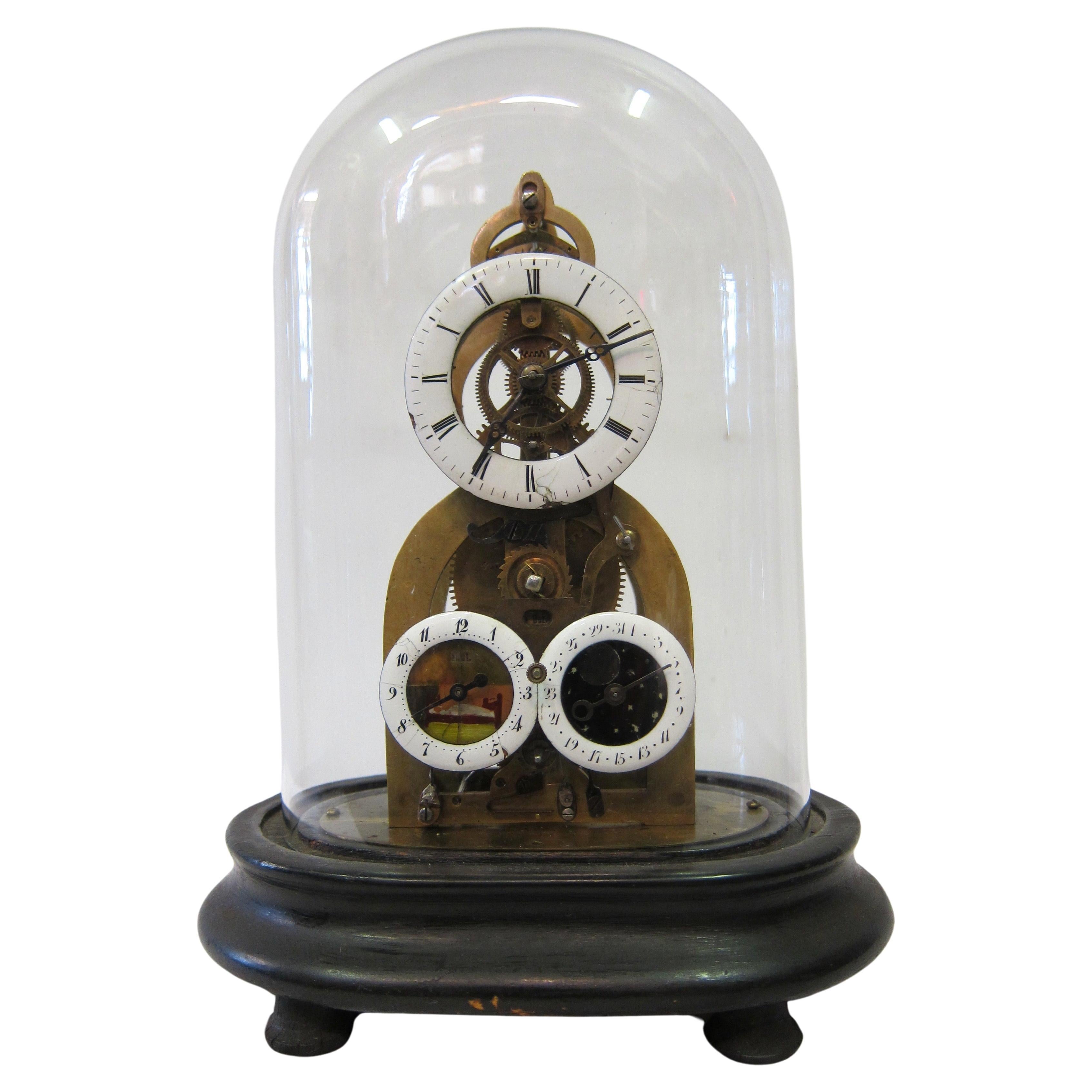 reloj esqueleto victoriano de latón antiguo