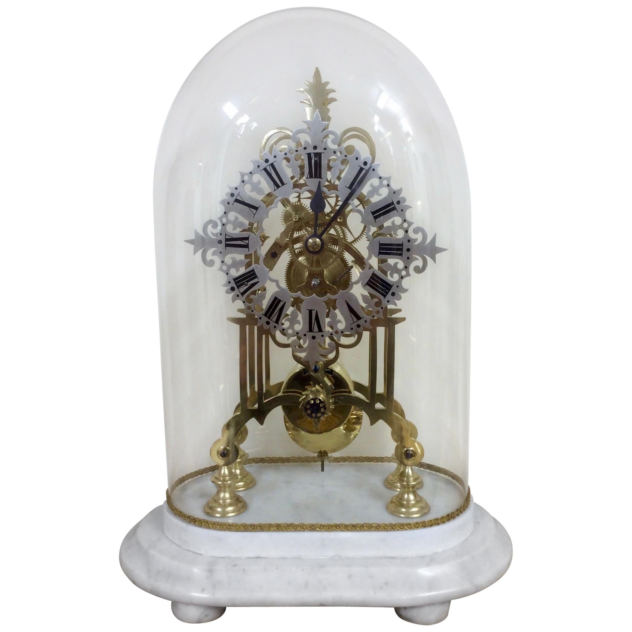 Victorian Brass Skeleton Mantel Clock For Sale at 1stDibs