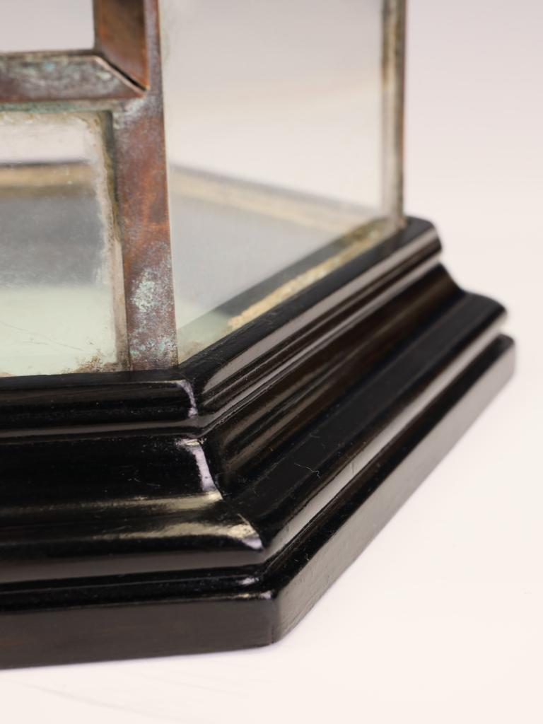 Victorian Brass & Stained Glass Hexagonal Terrarium / Display Case For Sale 8