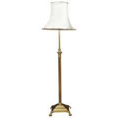 Victorian Brass Standard Floor Lamp with Lampshade