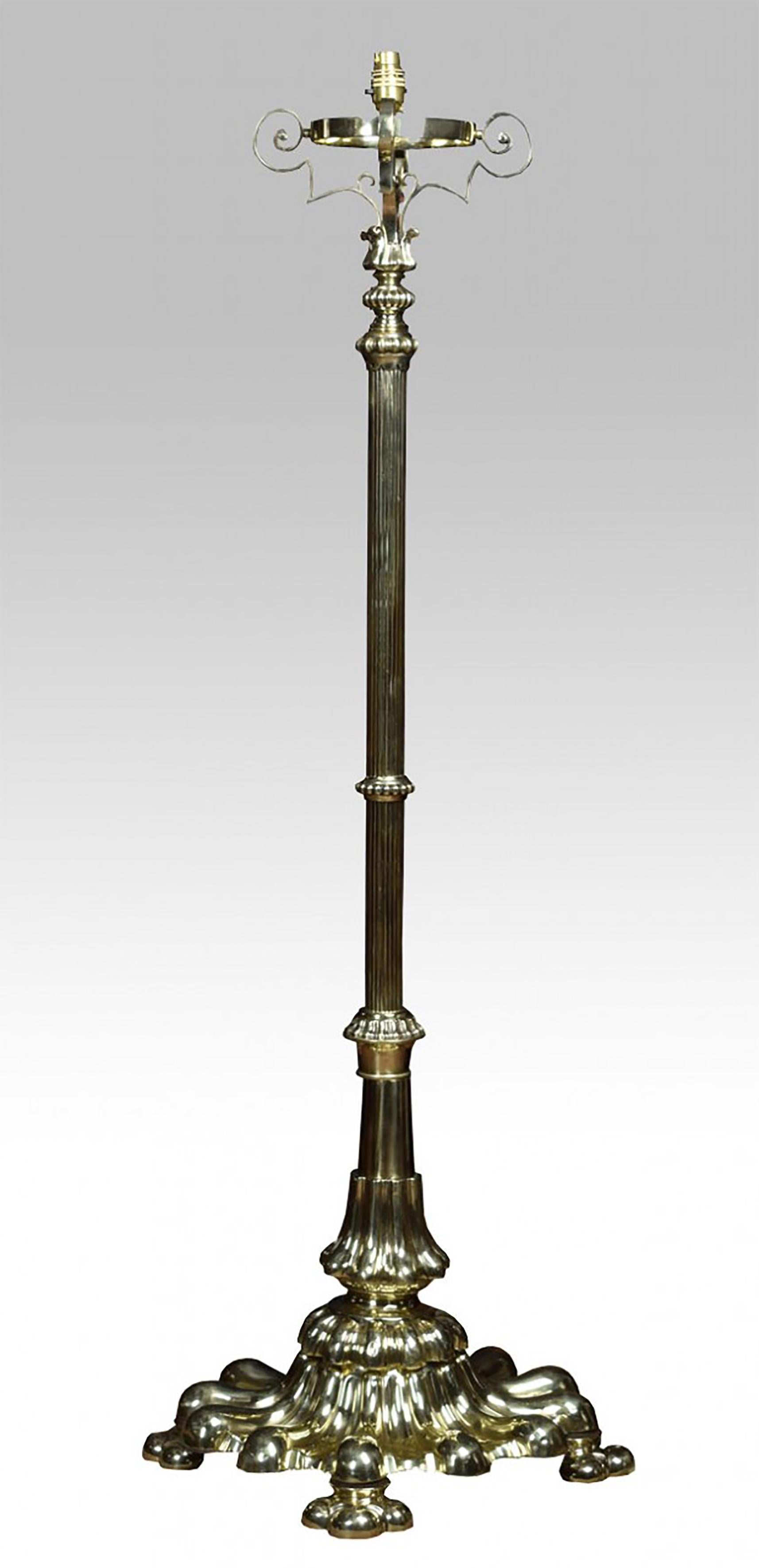 English Victorian Brass Standard Lamp