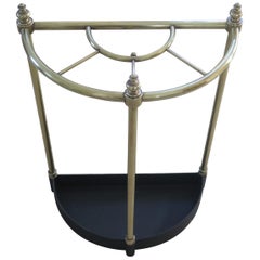 Victorian Brass Umbrella Stand, Semicircular Design, Circa 1880
