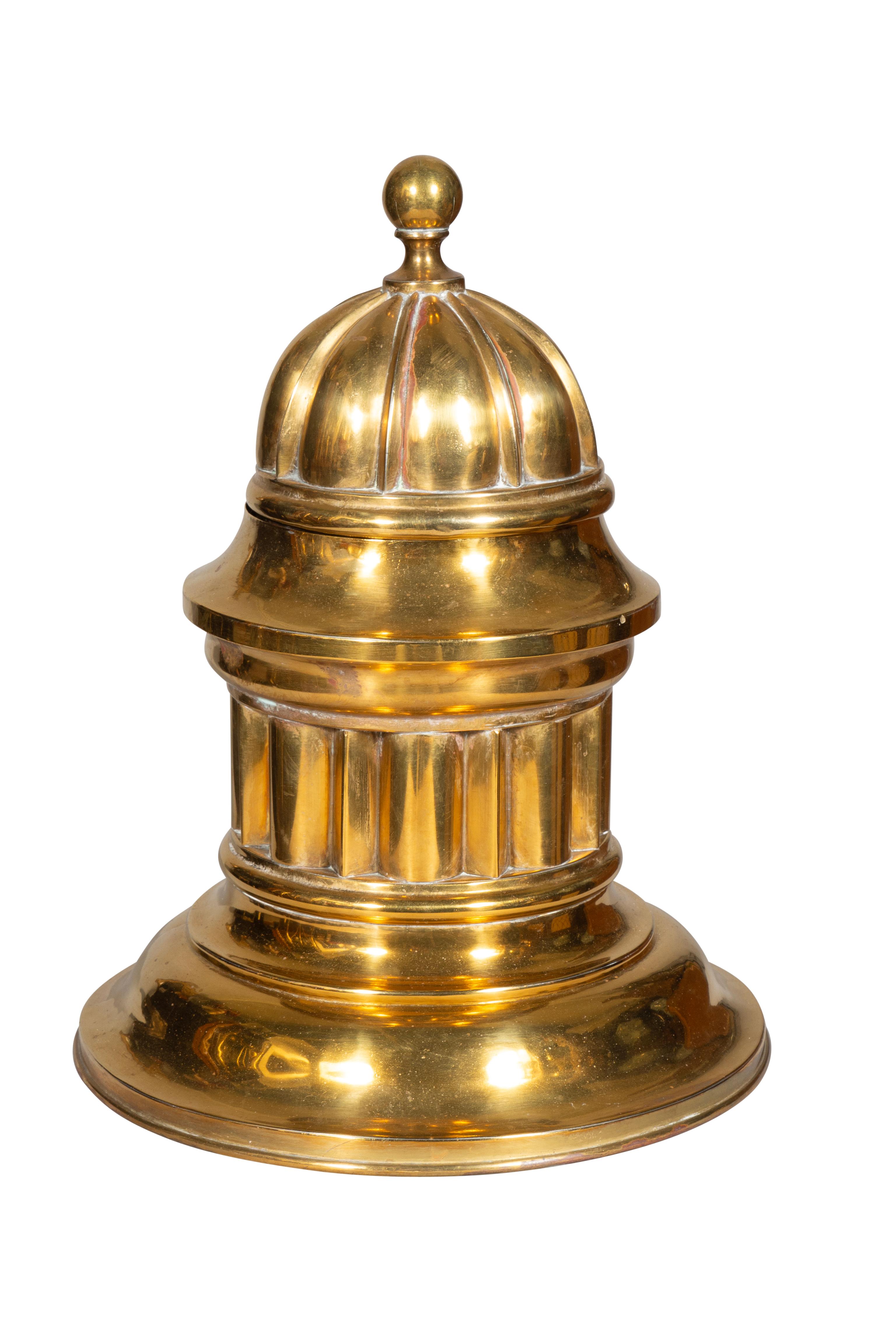 Victorian Brass Temple Form Match Safe In Good Condition For Sale In Essex, MA