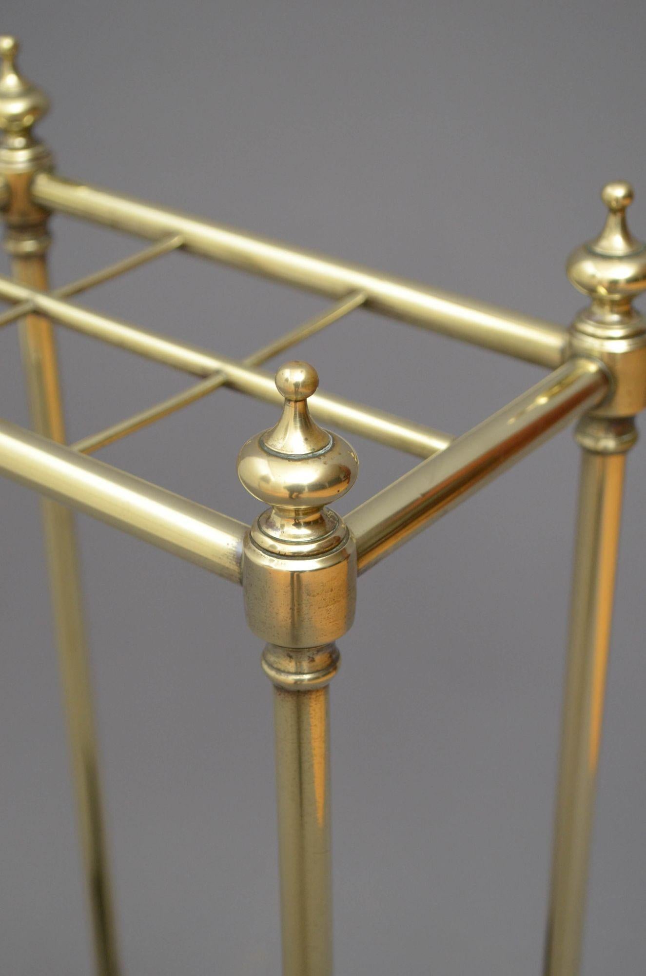 English Victorian Brass Umbralla Stand For Sale