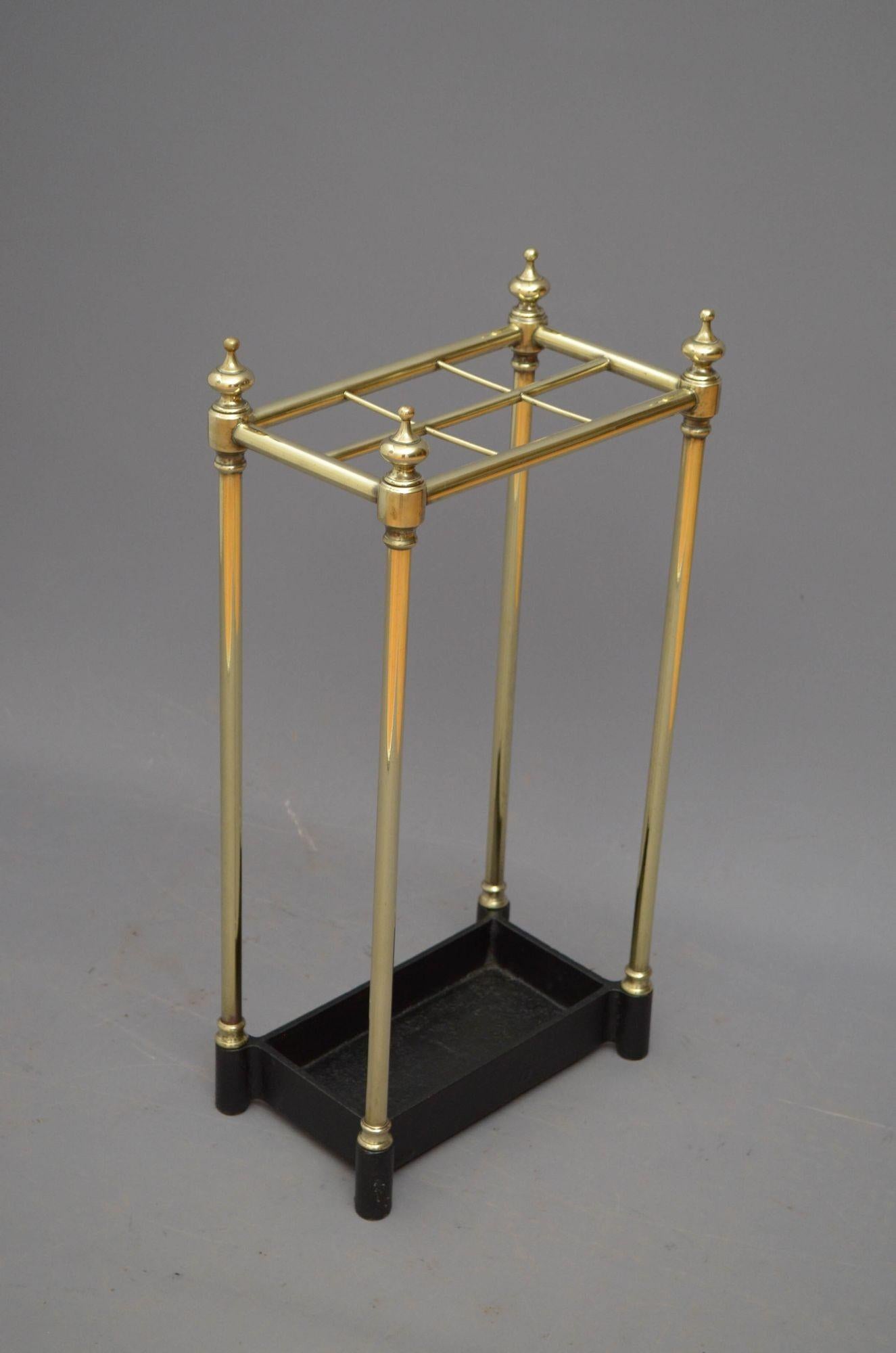 19th Century Victorian Brass Umbralla Stand For Sale