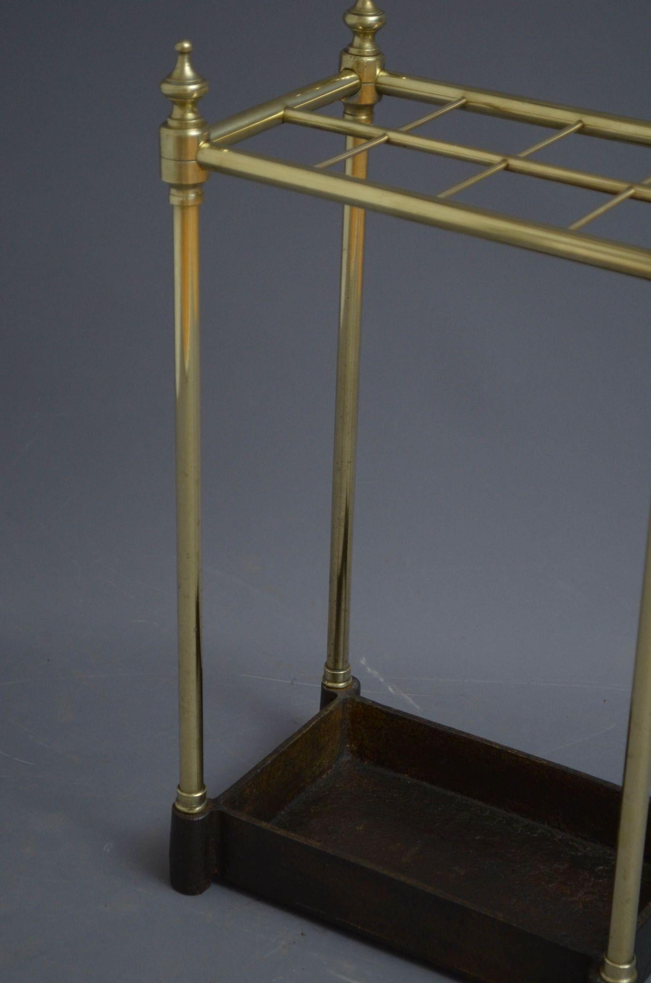 19th Century Victorian Brass Umbrella Stand For Sale