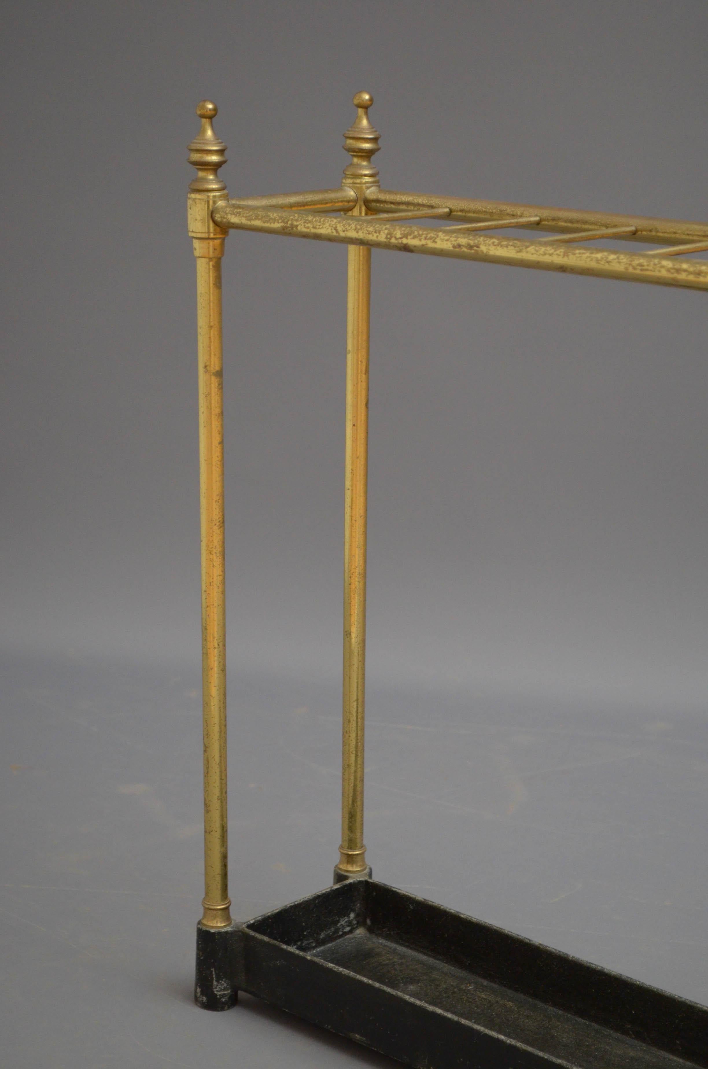 Late 19th Century Victorian Brass Umbrella Stand