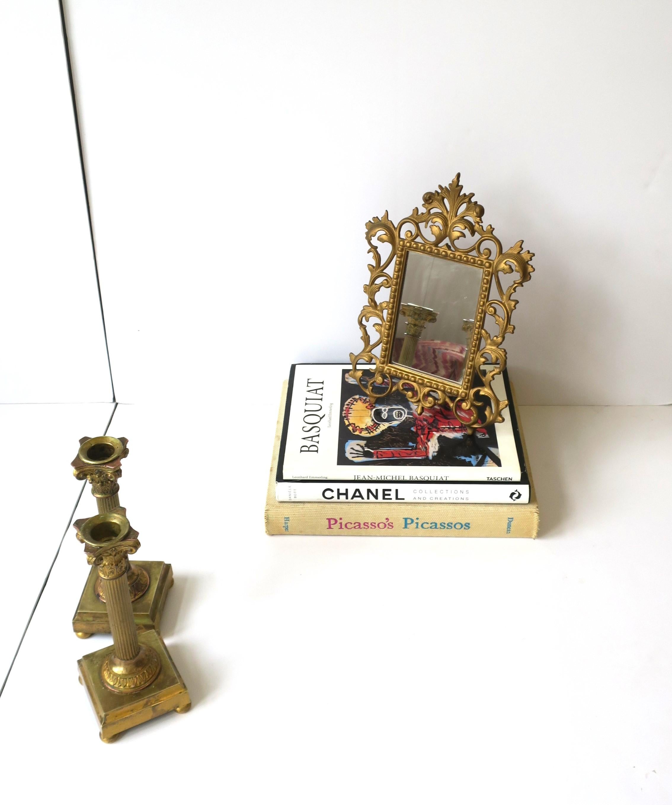 20th Century Victorian Brass Vanity Table Mirror or Picture Frame For Sale