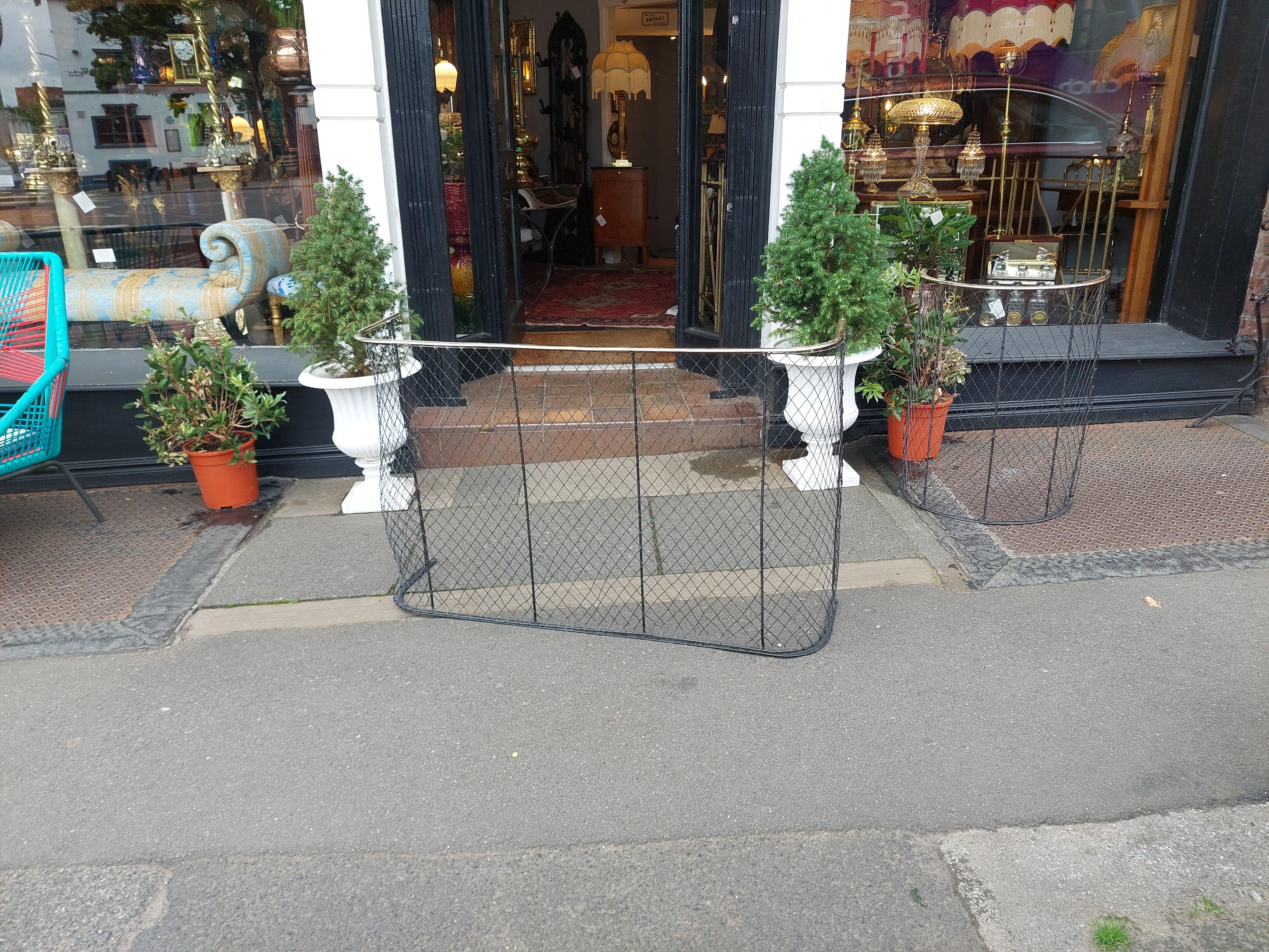Victorian Brass and Black Painted Wire Mesh Nursery Fender and Spark Guard - 48