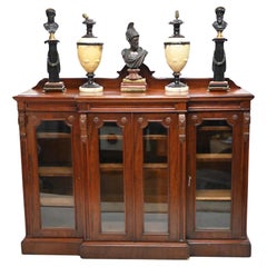 Antique Victorian Breakfront Bookcase Display Cabinet Chiffonier 1880
