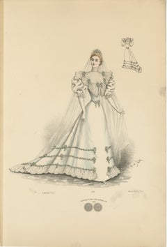 Victorian Bridal Elegance: Exquisite Wedding Gowns in Lithograph, 1889
