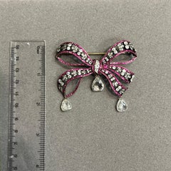 Victorian Briolette Diamond Bow Brooch