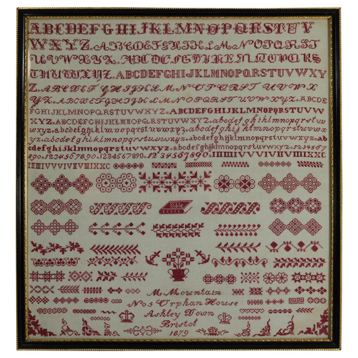 Victorian Bristol Orphanage Sampler, 1879, by M Mountain