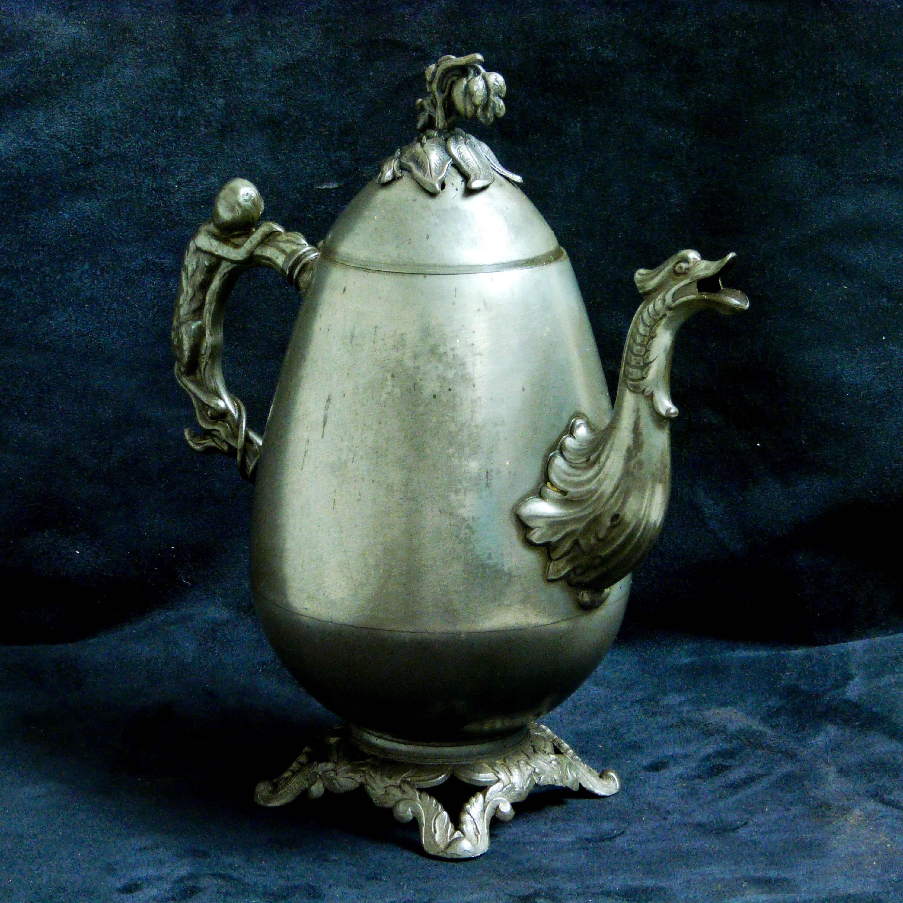 Victorian Britannia Metal Tea Pot For Sale 3