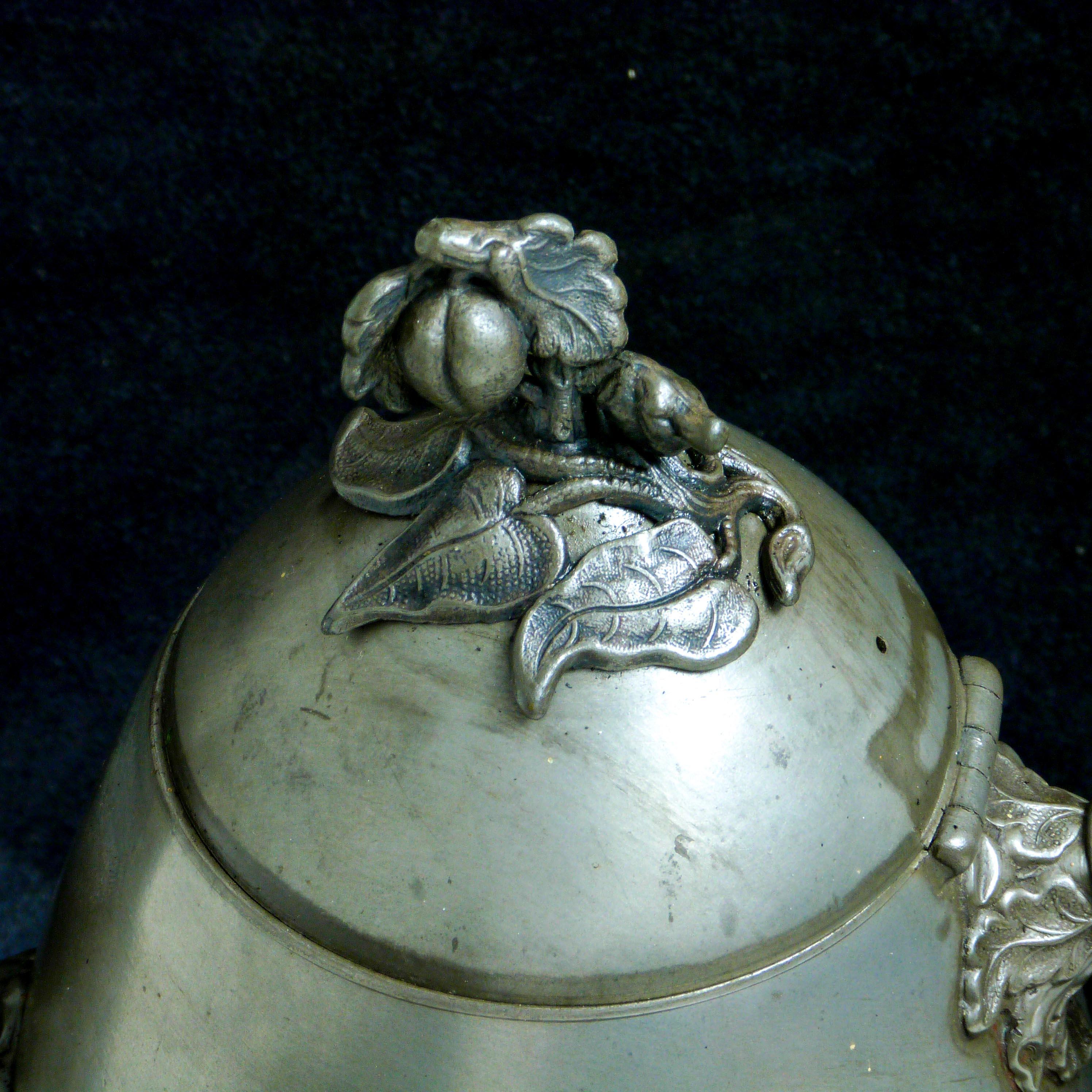 Metalwork Victorian Britannia Metal Tea Pot For Sale