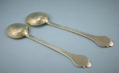 Victorian Britannia Standard Silver Gilt Fruit Spoons by George Adams