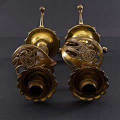 Victorian British Army Sword Hilt Candlesticks with Royal Monogram, circa 1905