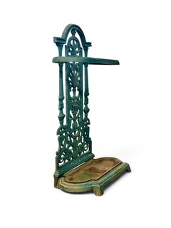 Victorian British Cast Iron Umbrella Stand with Drip Tray, circa 1880