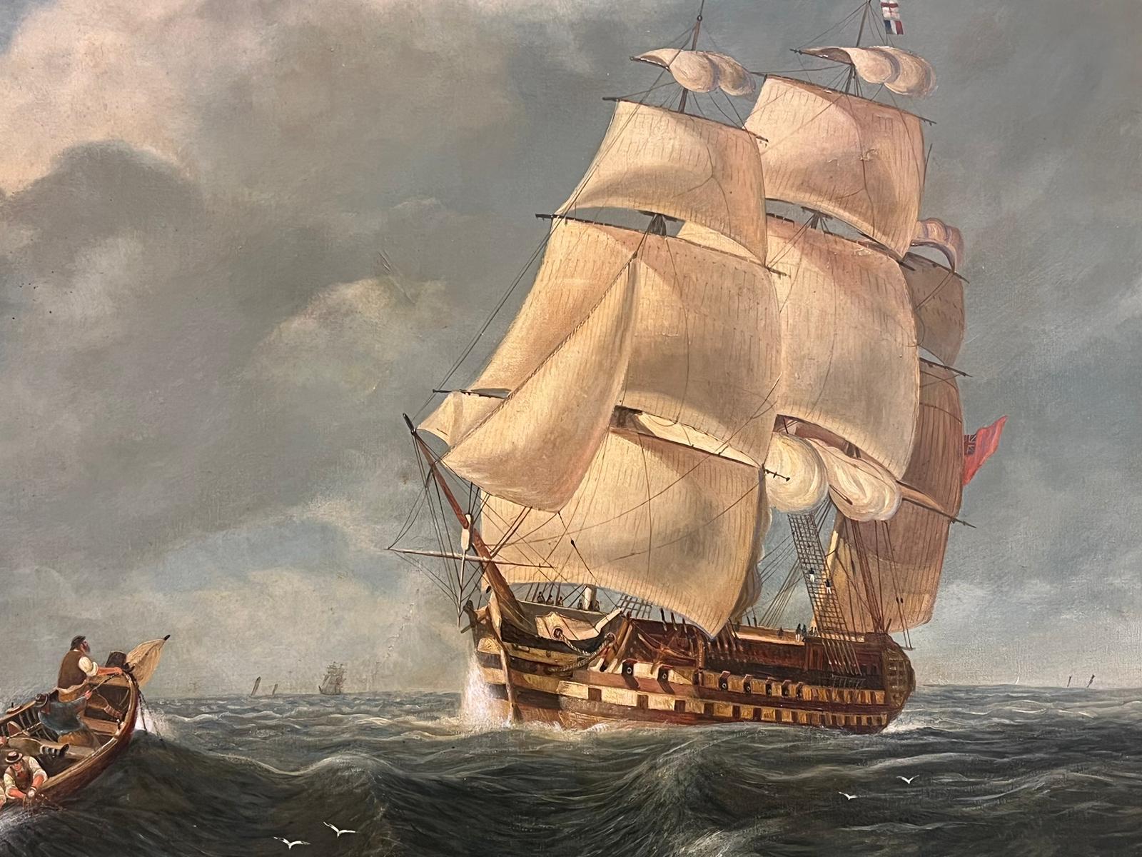 Sailing on High Seas
British School, 19th century
oil on canvas, framed
framed: 28 x 40 inches
canvas: 24 x 36 inches
provenance: private collection, UK
condition: very good and sound condition