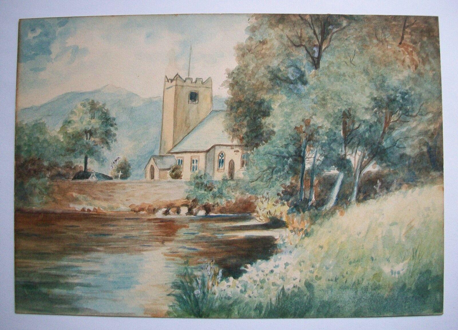 Country Peinture à l'eau de l'école britannique victorienne - encadrée - non signée - 19e siècle en vente