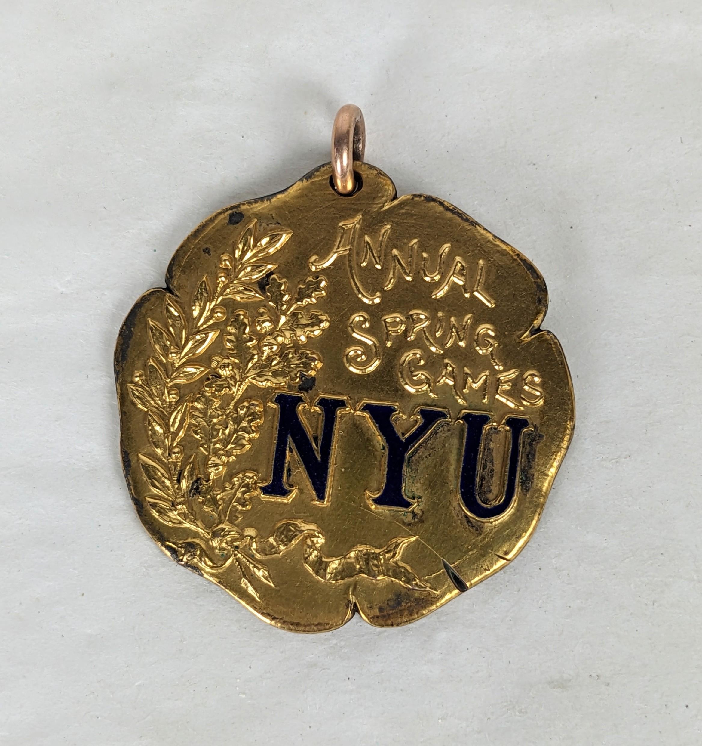 Victorian Running Medal, NYU University late 19th Century. 