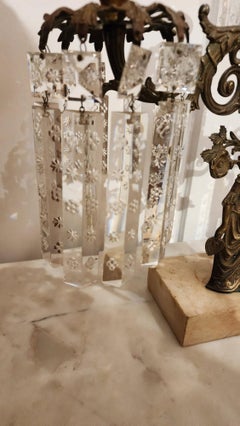 Victorian Bronze and Crystal Candelabra
