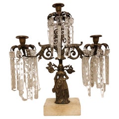 Victorian Bronze and Crystal Candelabra
