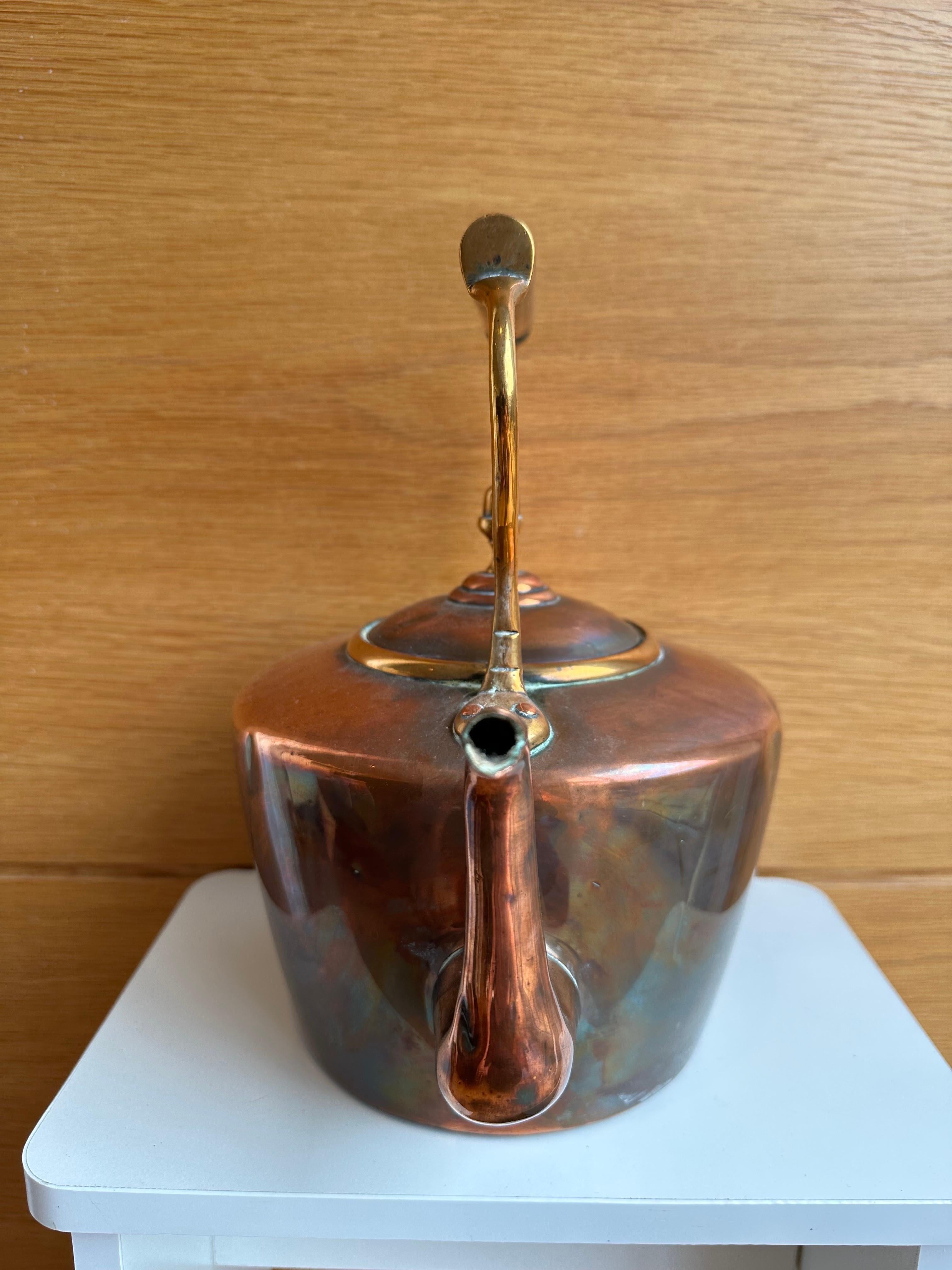 English Victorian Bronze & Copper Kettle, 19th Century  For Sale