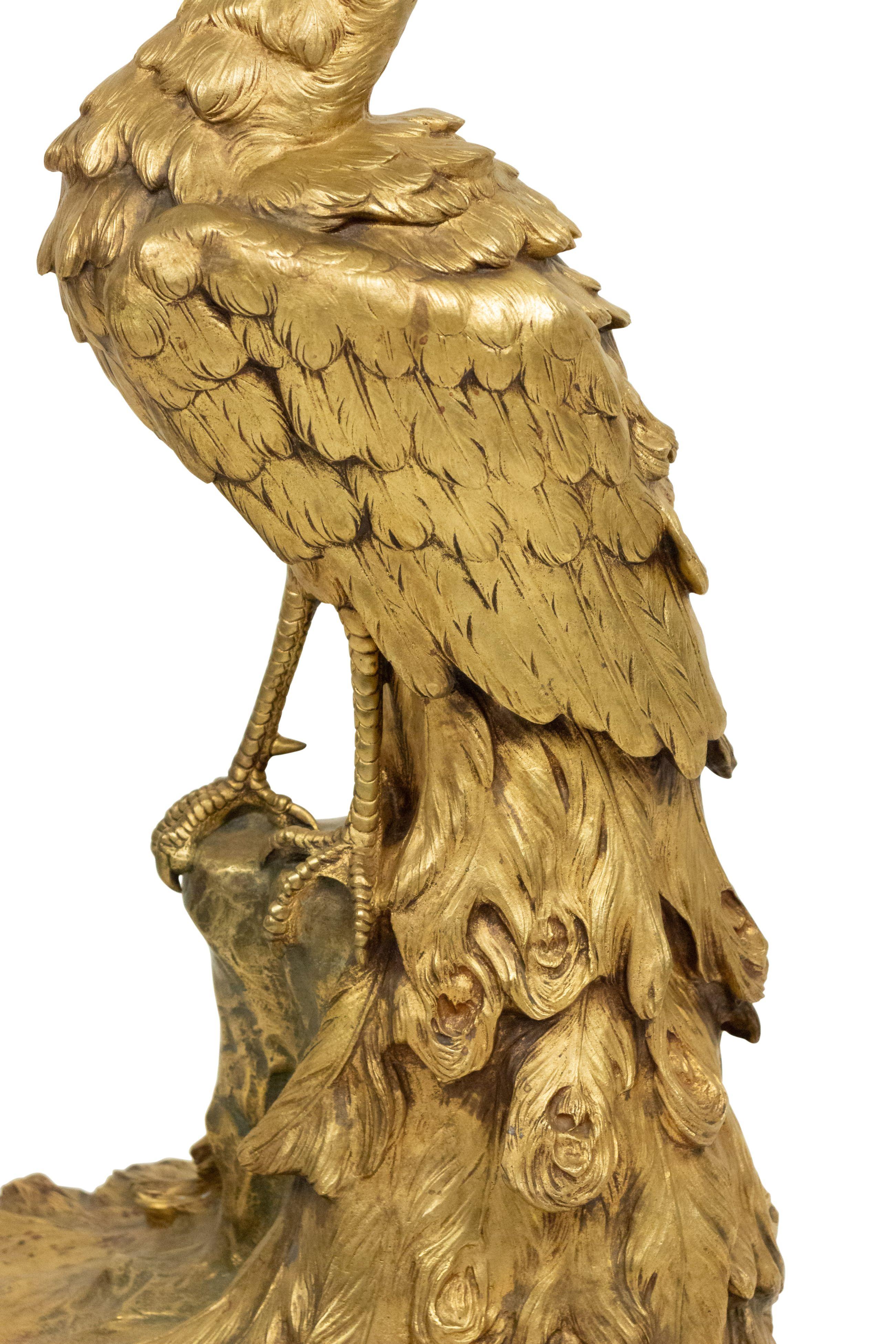 Victorian Bronze Dore Peacock Sculpture Centerpiece Signed by LeSoudier For Sale 2