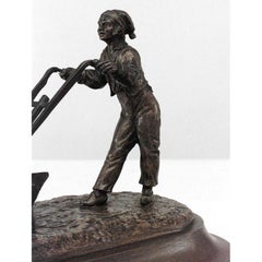 Victorian Bronze Farmer and Oxen