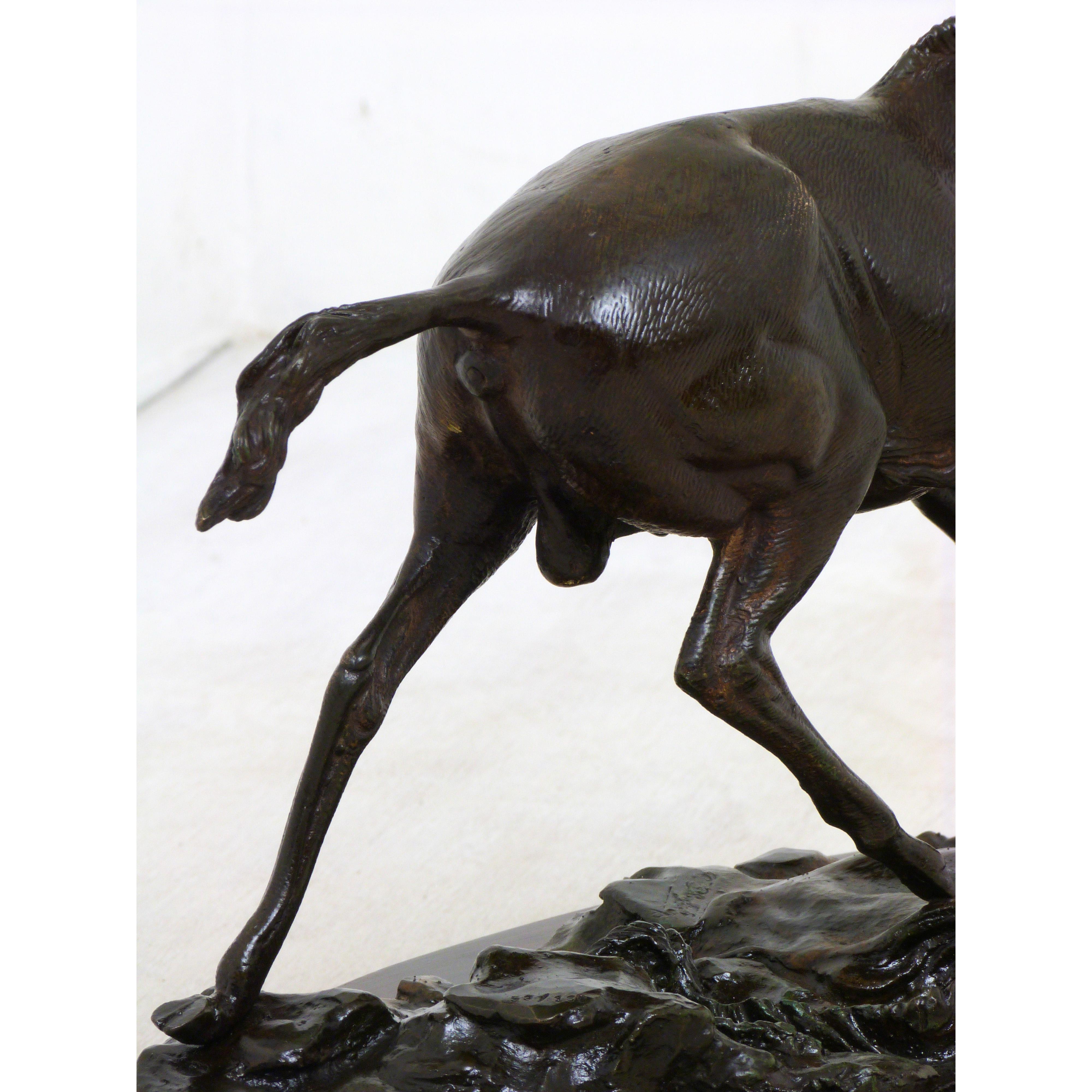 Victorian Bronze Gazelle on Mahogany Base For Sale 4