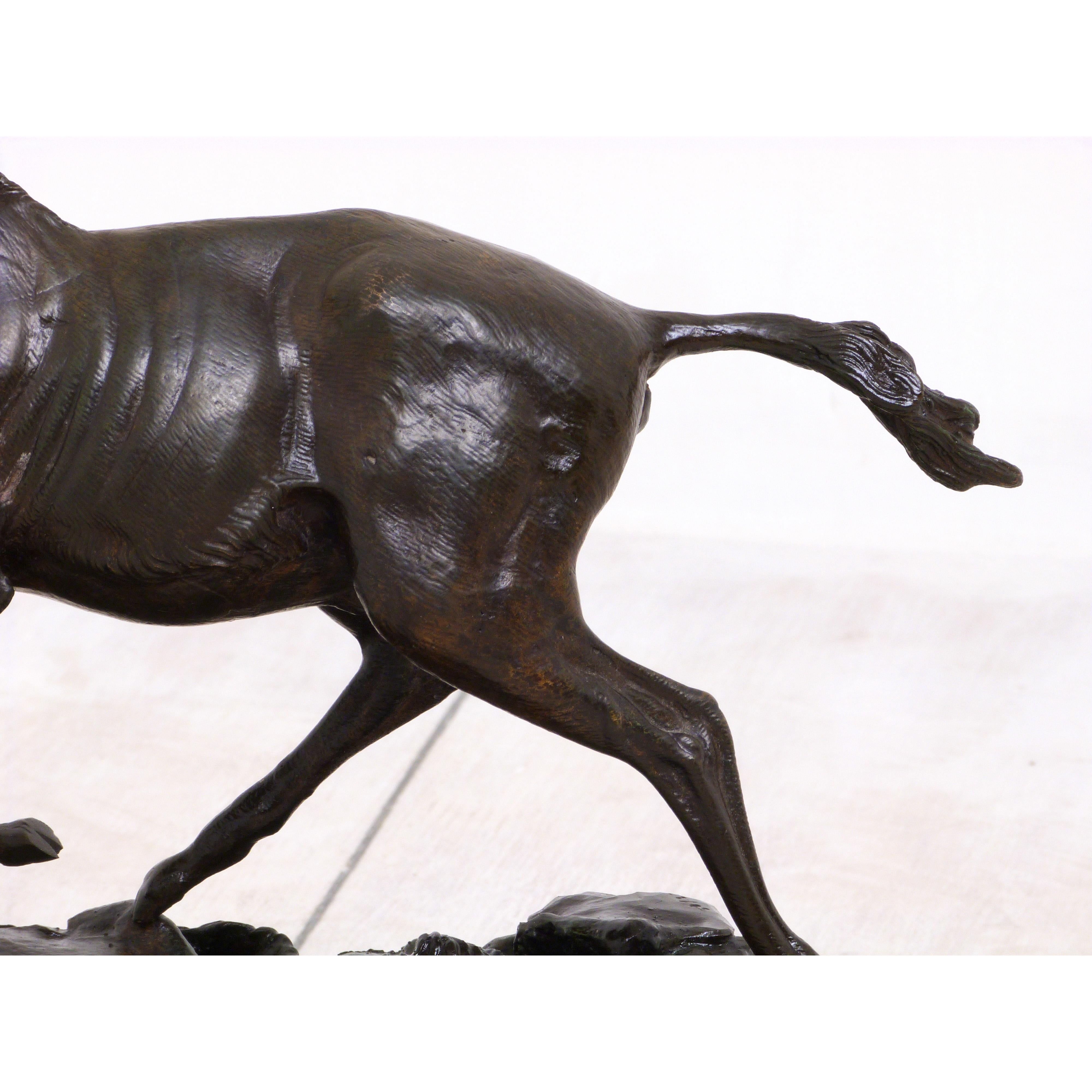 Victorian Bronze Gazelle on Mahogany Base For Sale 2