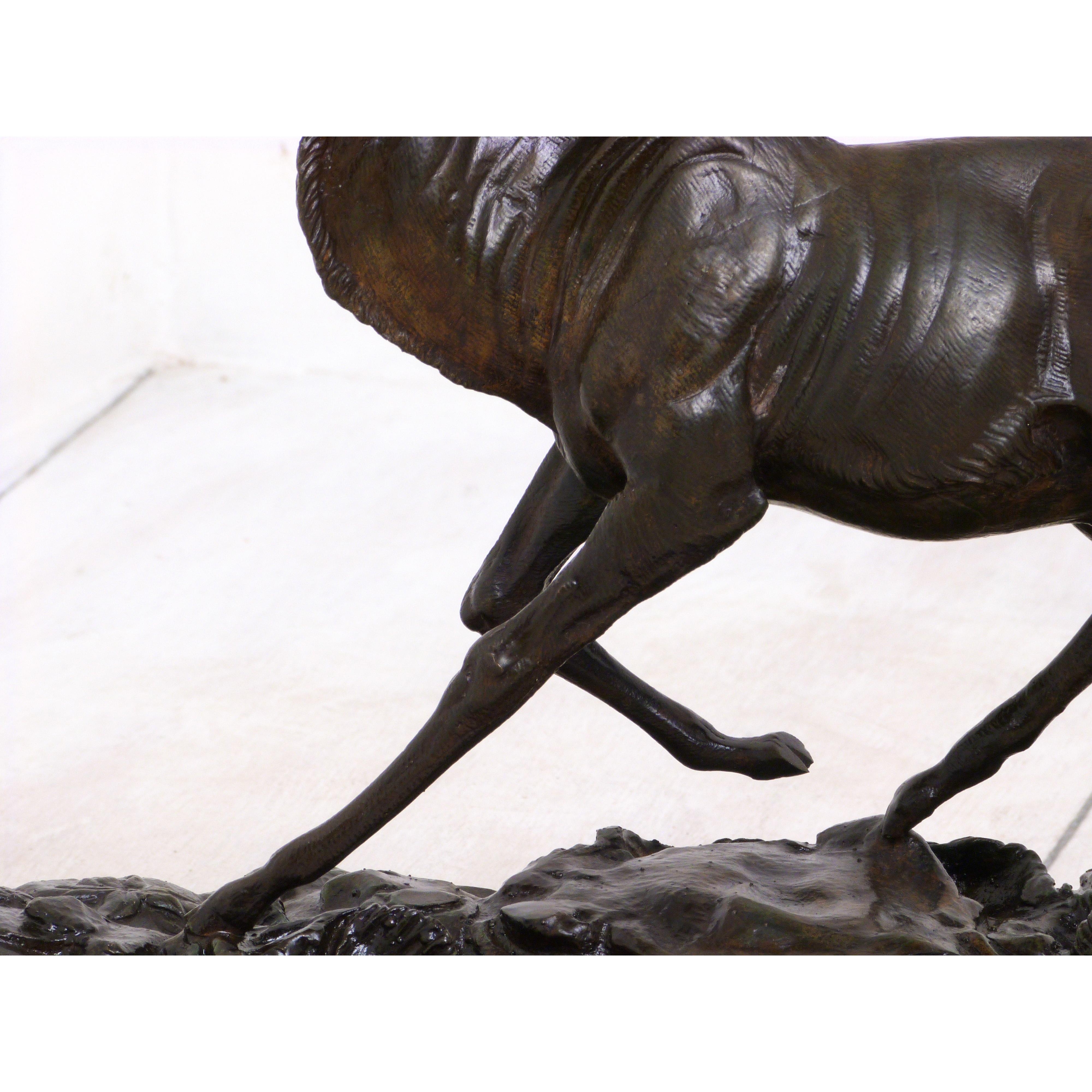 Victorian Bronze Gazelle on Mahogany Base For Sale 3