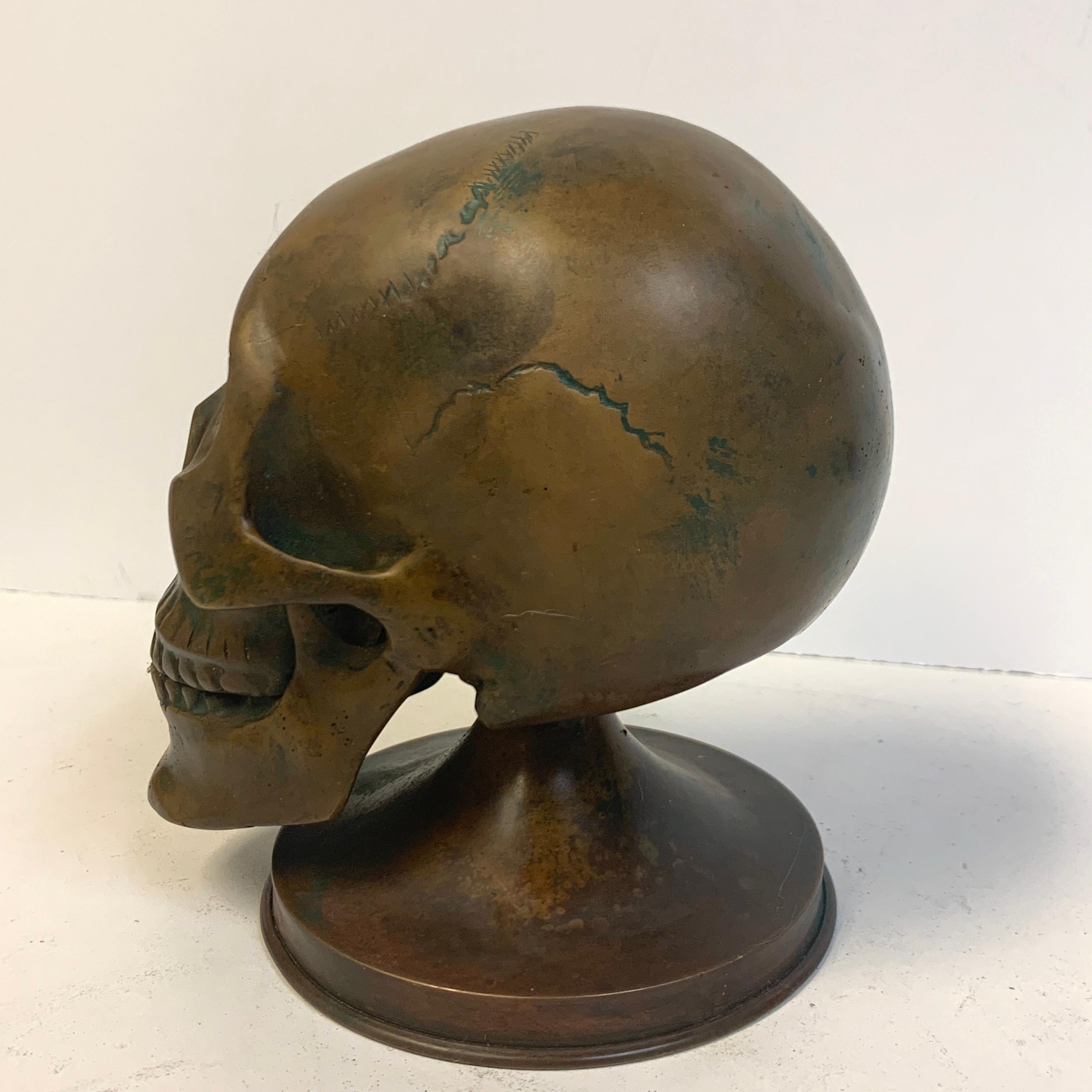 20th Century Victorian Bronze Skull with Glass Eyes, by S.W. Farber, New York