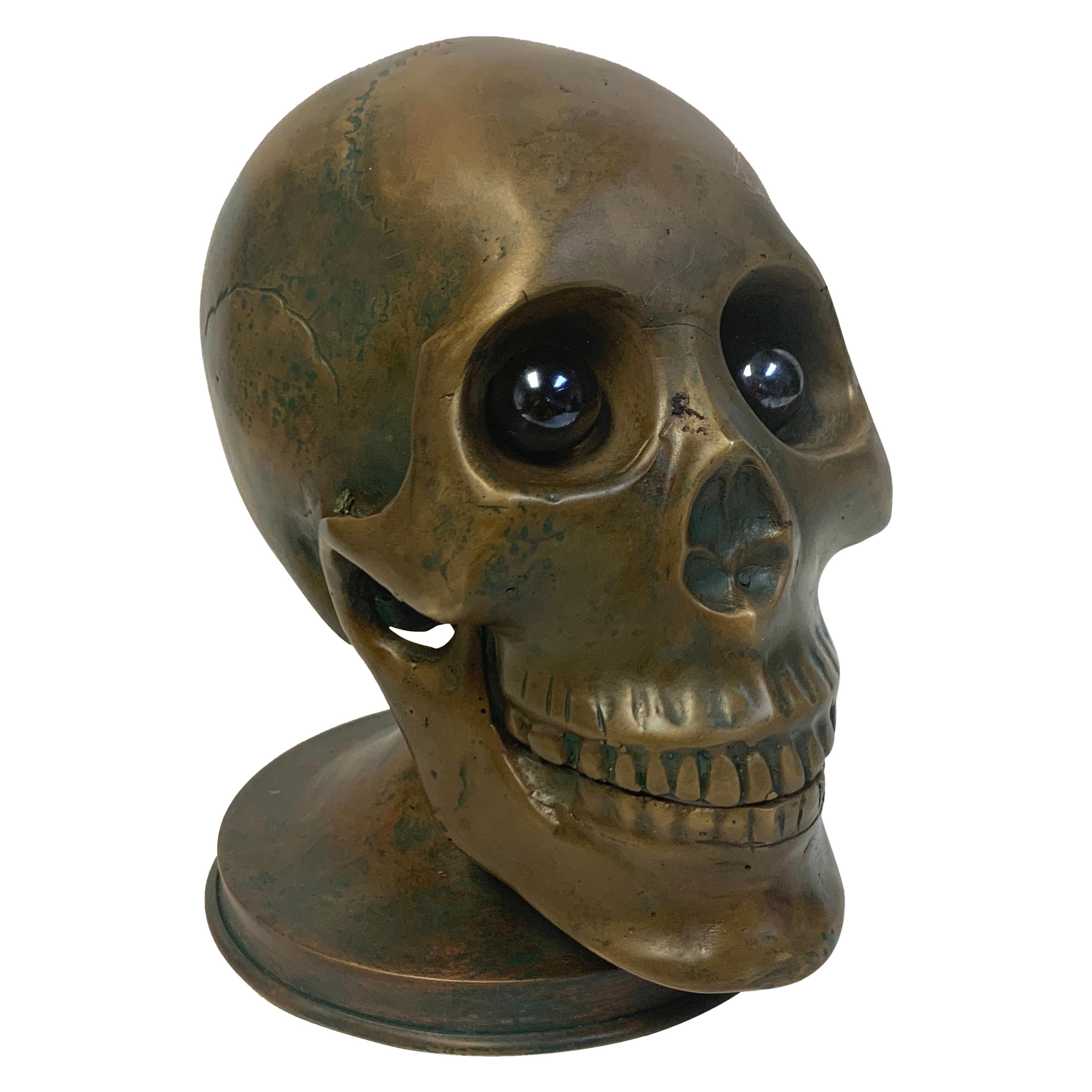 Victorian Bronze Skull with Glass Eyes, by S.W. Farber, New York