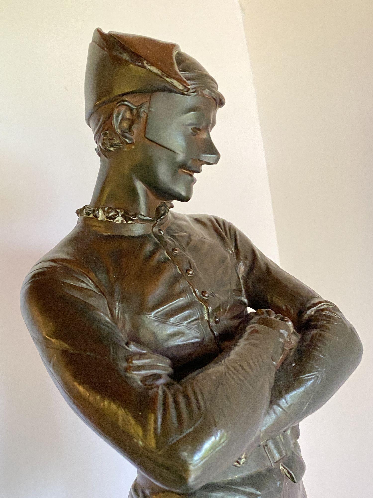 Victorian Bronze Statue of Arlequin Harlequin by René de Saint-Marceaux For Sale 7