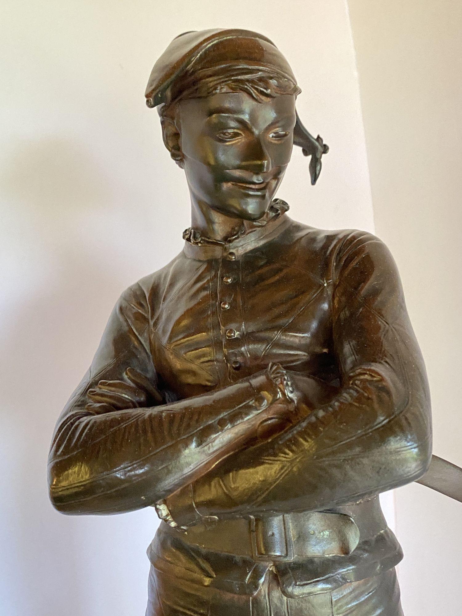 Victorian Bronze Statue of Arlequin Harlequin by René de Saint-Marceaux For Sale 11