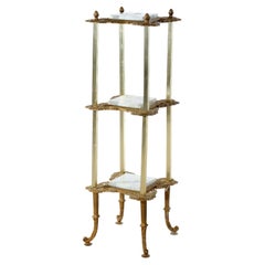 Victorian Bronzed Metal & Marble 3-Tier Plant Stand c1890